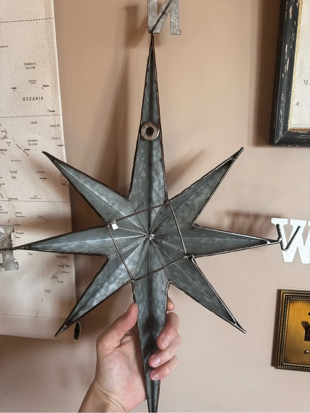 Metal Compass Wall Decor - Rustic Gray Star